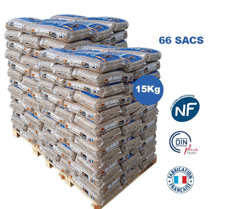 Granulés de Bois Français Woodstock® Premium – Palette 990kg (66 sacs)